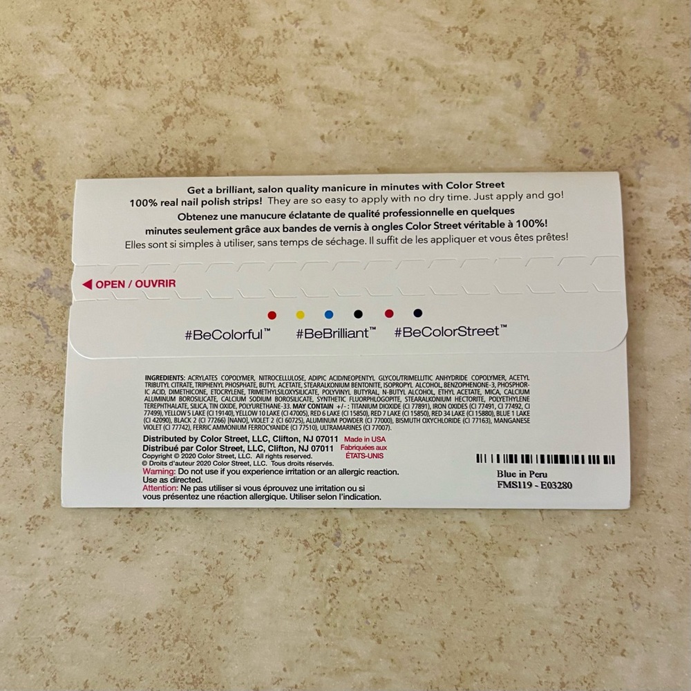 3/$25 Color Street Nail Polish Strips - Blue in Peru - Picture 2 of 2